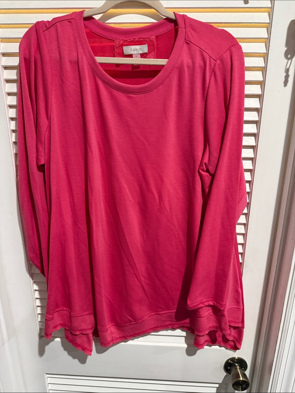 Cupio Hot Pink Long Sleeve Ruffled Hem Top